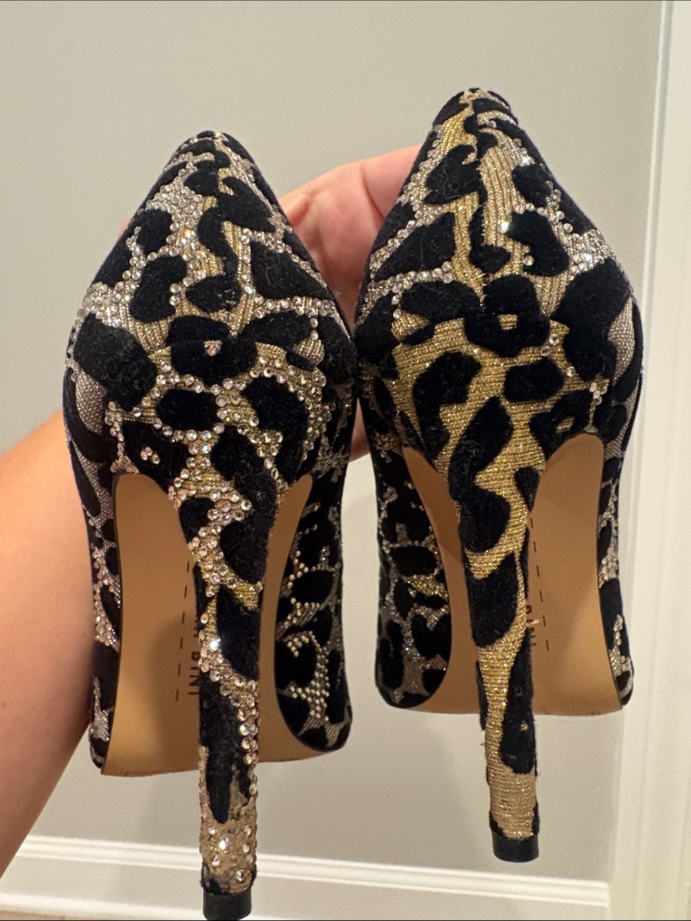 Gianni Bini Black and Gold Crystal-Accent Pointed Toe Pumps - Picture 6 of 6
